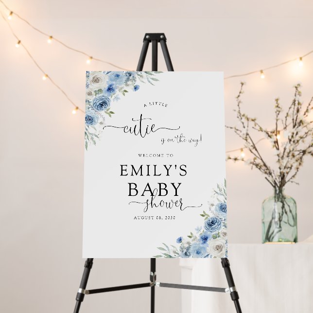 Dusty Blue Ivory Baby Shower Foam Board (In Situ (Stand))