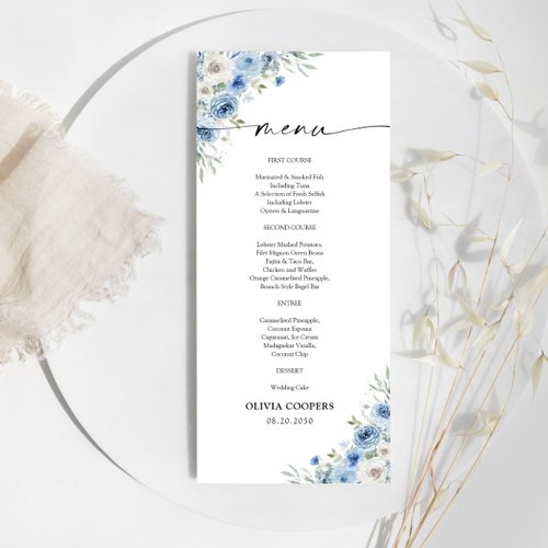 Dusty Blue Ivory Baby Shower Menu