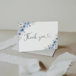 Dusty Blue Ivory Baby Shower Thank You Card