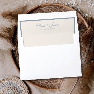Dusty Blue Ivory Black Tie Old Money Wedding Envelope Liner