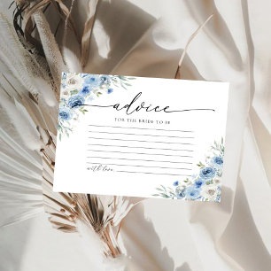 Dusty Blue Ivory Bridal Shower Advice Card
