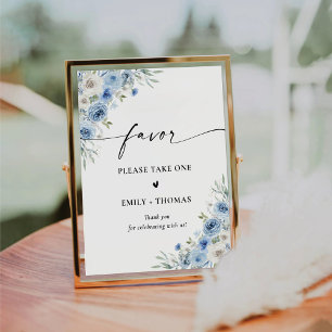 Dusty Blue Ivory Bridal Shower Favor Sign