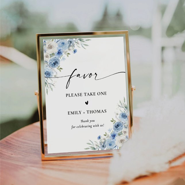 Dusty Blue Ivory Bridal Shower Favor Sign (Creator Uploaded)