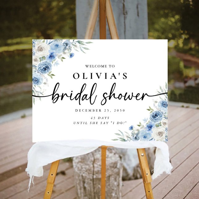 Dusty Blue Ivory Bridal Shower Foam Board (Creator Uploaded)