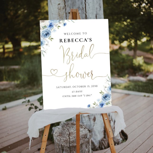 Dusty Blue Ivory Bridal Shower Foam Board (Creator Uploaded)