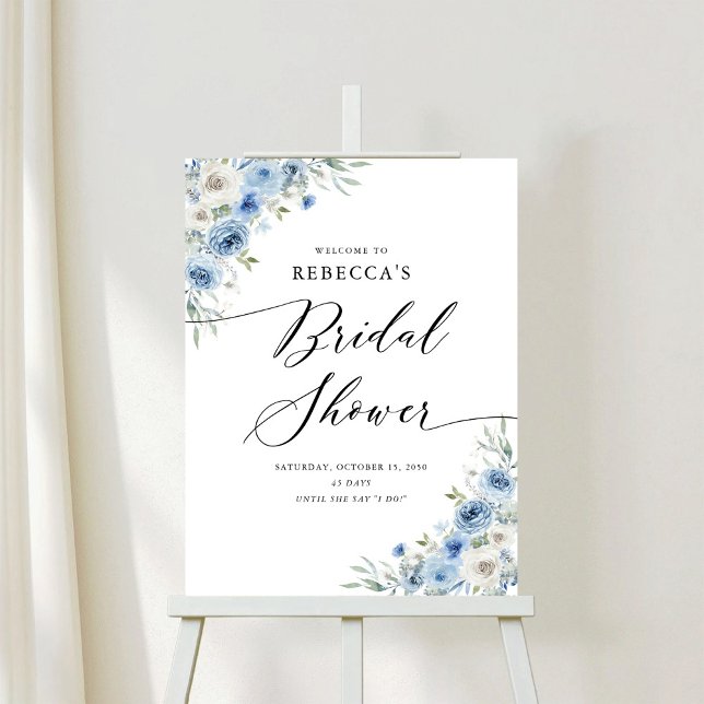 Dusty Blue Ivory Bridal Shower Foam Board (Creator Uploaded)