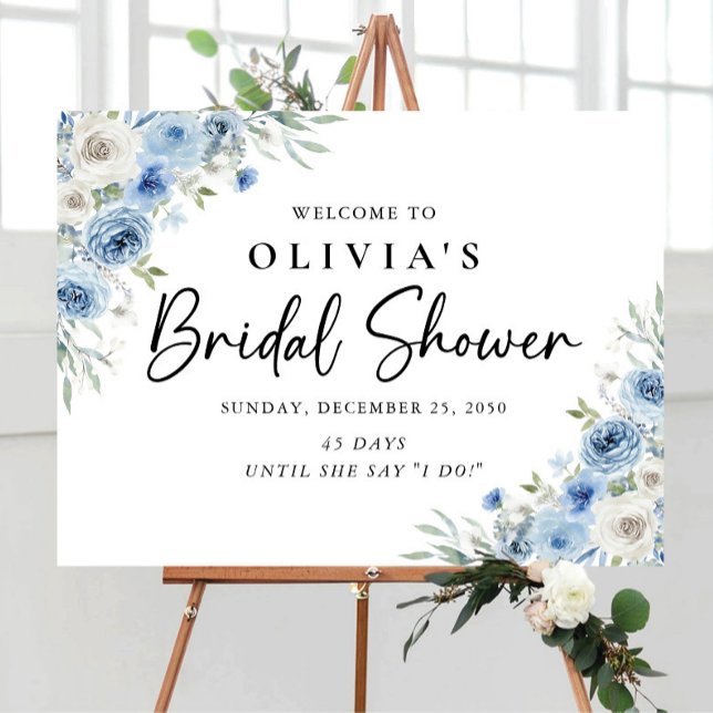 Dusty Blue Ivory Bridal Shower Foam Board (Creator Uploaded)