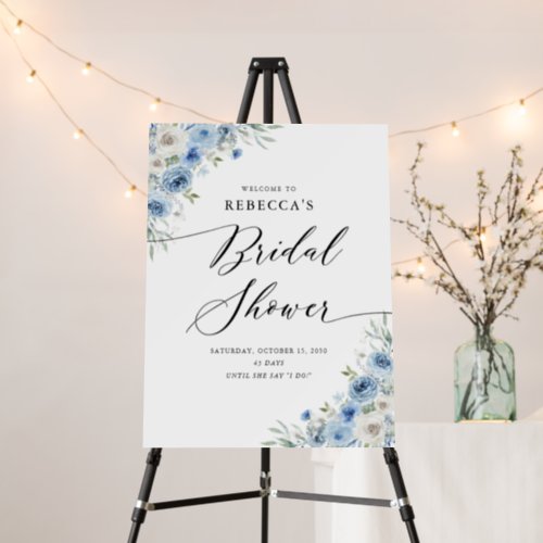 Dusty Blue Ivory Bridal Shower Foam Board