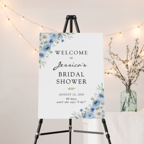 Dusty Blue Ivory Bridal Shower Foam Boards