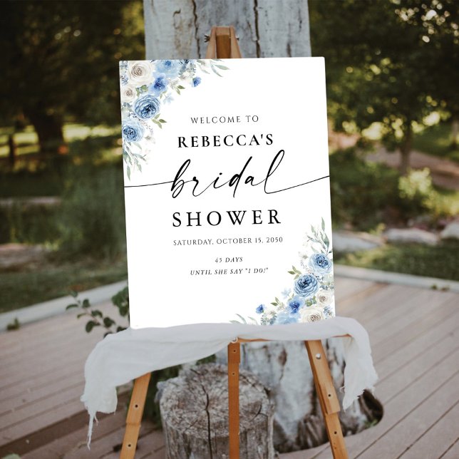 Dusty Blue Ivory Bridal Shower Foam Boards (Creator Uploaded)