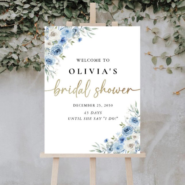 Dusty Blue Ivory Bridal Shower Foam Boards (Creator Uploaded)