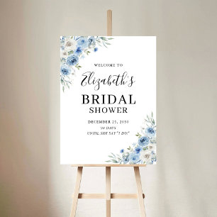 Dusty Blue Ivory Bridal Shower Foam Boards