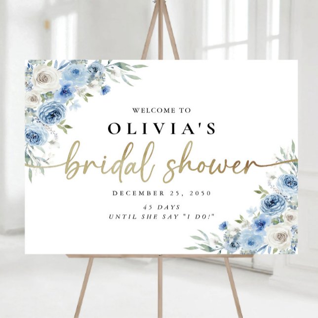 Dusty Blue Ivory Bridal Shower Foam Boards (Creator Uploaded)