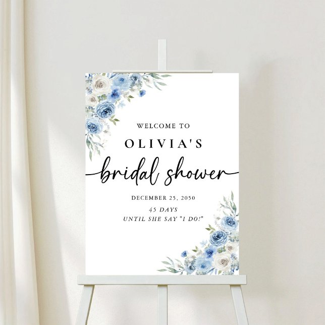 Dusty Blue Ivory Bridal Shower Foam Boards (Creator Uploaded)