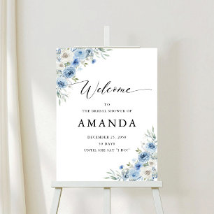 Dusty Blue Ivory Bridal Shower Foam Boards