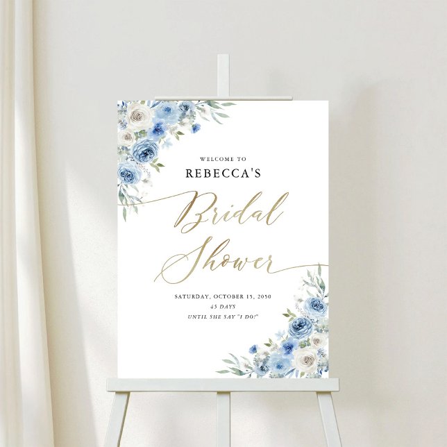 Dusty Blue Ivory Bridal Shower Foam Boards (Creator Uploaded)