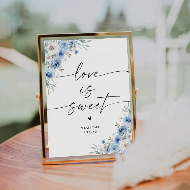 Dusty Blue Ivory Bridal Shower Love Is Sweet Sign (Creator Uploaded)
