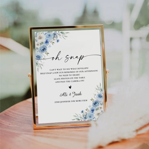 Dusty Blue Ivory Bridal Shower Oh Snap Sign