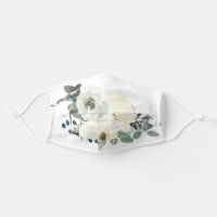Dusty Blue & Ivory Floral Cloth Face Mask