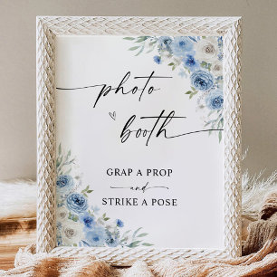 Dusty Blue Ivory Floral Photo Booth Signs