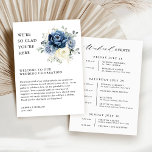Dusty Blue Ivory Floral Weekend Events Program<br><div class="desc">Dusty blue floral wedding weekend events program / timeline featuring elegant bouquet of navy blue, royal blue , white , gold, champagne ivory, blush color rose , ranunculus flower buds and sage green eucalyptus leaves and elegant watercolor bouquet. Please contact me for any help in customization or if you need...</div>