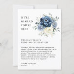Dusty Blue Ivory Floral Weekend Events Program<br><div class="desc">Dusty blue floral wedding weekend events program / timeline featuring elegant bouquet of navy blue, royal blue , white , gold, champagne ivory, blush color rose , ranunculus flower buds and sage green eucalyptus leaves and elegant watercolor bouquet. Please contact me for any help in customization or if you need...</div>