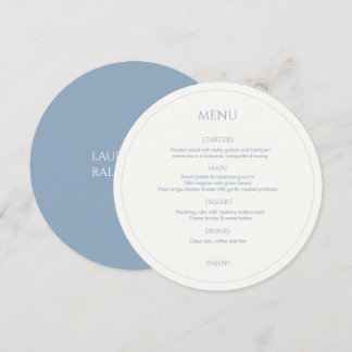 Dusty Blue & Ivory Monogrammed Round Wedding Menu
