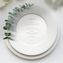 Dusty Blue & Ivory Monogrammed Round Wedding Menu