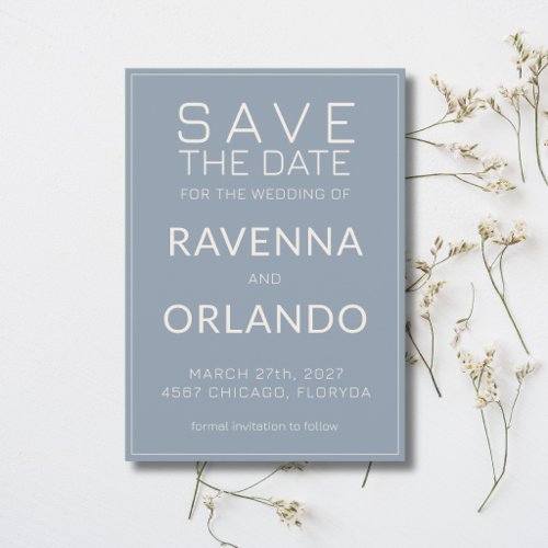 Dusty Blue Ivory Old Money Modern Wedding Save The Date