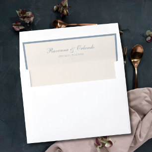 Dusty Blue Ivory Old Money Timeless Wedding Envelope Liner