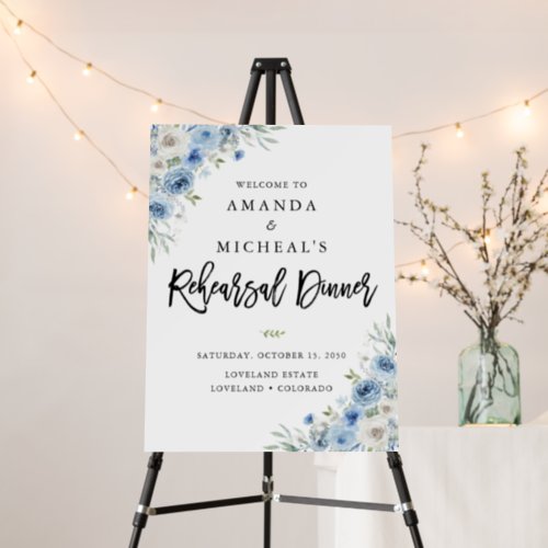 Dusty Blue Ivory Rehearsal Dinner Foam Board