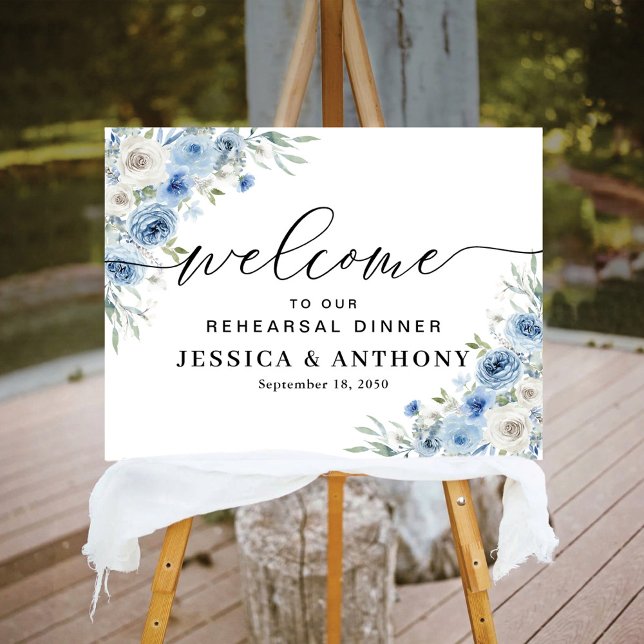 Dusty Blue Ivory Rehearsal Dinner Foam Board (Creator Uploaded)