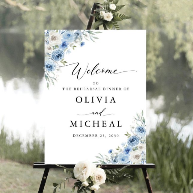 Dusty Blue Ivory Rehearsal Dinner Foam Board (Creator Uploaded)