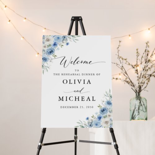 Dusty Blue Ivory Rehearsal Dinner Foam Board