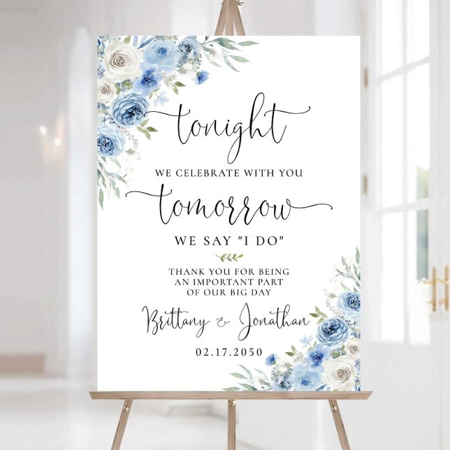 Dusty Blue Ivory Rehearsal Dinner Welcome Sign (Creator Uploaded)