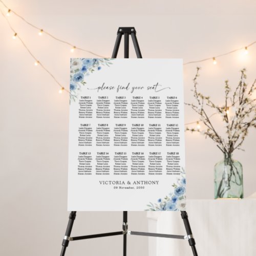 Dusty Blue Ivory Seating Chart Foam Boards