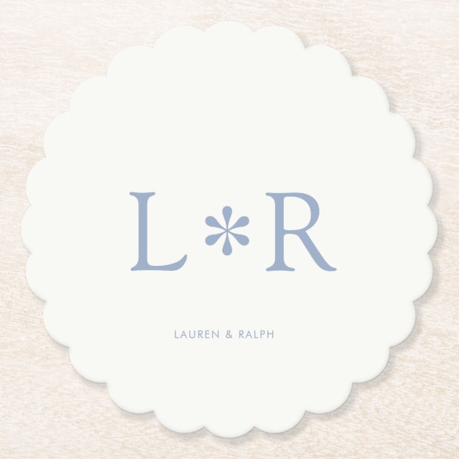 Dusty Blue & Ivory | Simple Chic Couple Paper Coaster (Front)