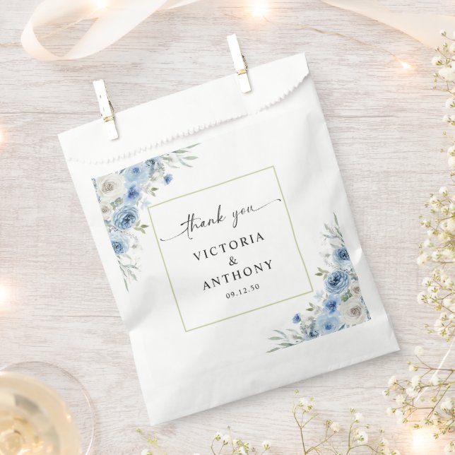 Dusty Blue Ivory Wedding Ceremony Favor Bag (Clipped)