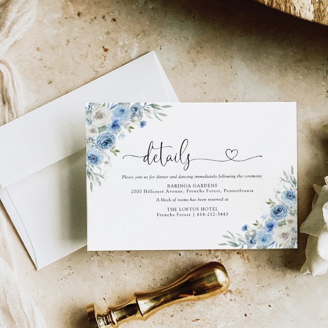 Dusty Blue Ivory Wedding Enclosure Card (Creator Uploaded)