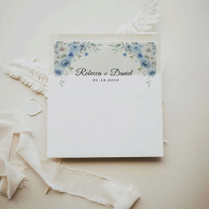 Dusty Blue Ivory Wedding Envelope Liner