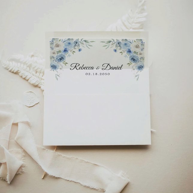 Dusty Blue Ivory Wedding Envelope Liner (Creator Uploaded)