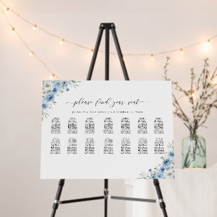 Dusty Blue Ivory Wedding Seating Chart Foam Boards