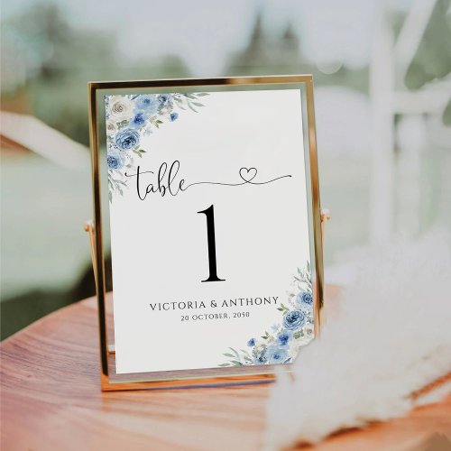 Dusty Blue Ivory Wedding Table Numbers