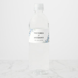 Dusty Blue Ivory Wedding Water Bottle Labels