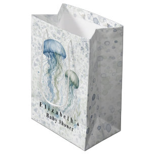 Dusty Blue Jellyfish Boy Baby Shower Medium Gift Bag