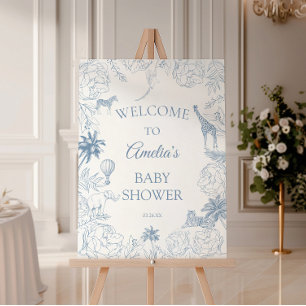 Dusty Blue Jungle Safari Animals Baby Shower Foam Board