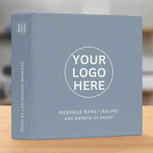Dusty Blue l Modern Business Logo & Text 3 Ring Binder
