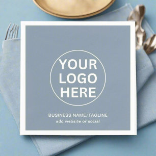 Dusty Blue l Promotional Business Logo & Text  Napkins