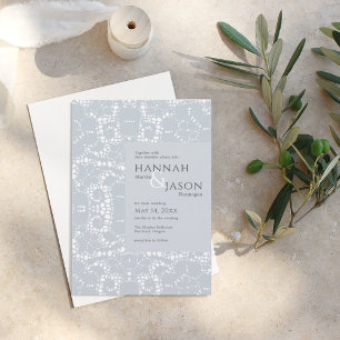 Dusty Blue Lace Wedding Invitation
