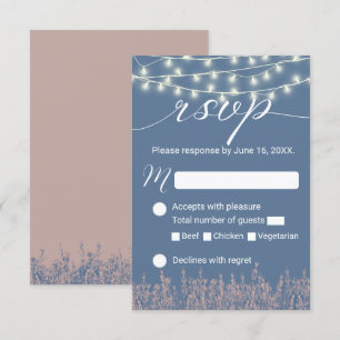Dusty Blue Lavender Floral Rustic Wedding RSVP Card